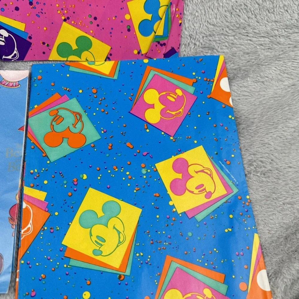 Vintage Disney Wrapping Paper Bag Lot‎ Of 4 Mickey Beauty Beast Hunchback 1990s